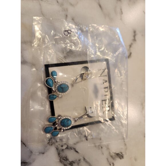 Napier Silver-Tone Turquoise Chandelier Earrings With Drop Design For Women - Picture 2 of 5